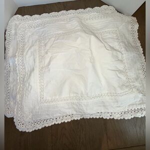 Shabby Chic White Crochet Full/Queen Pillow Shams by Amity Home